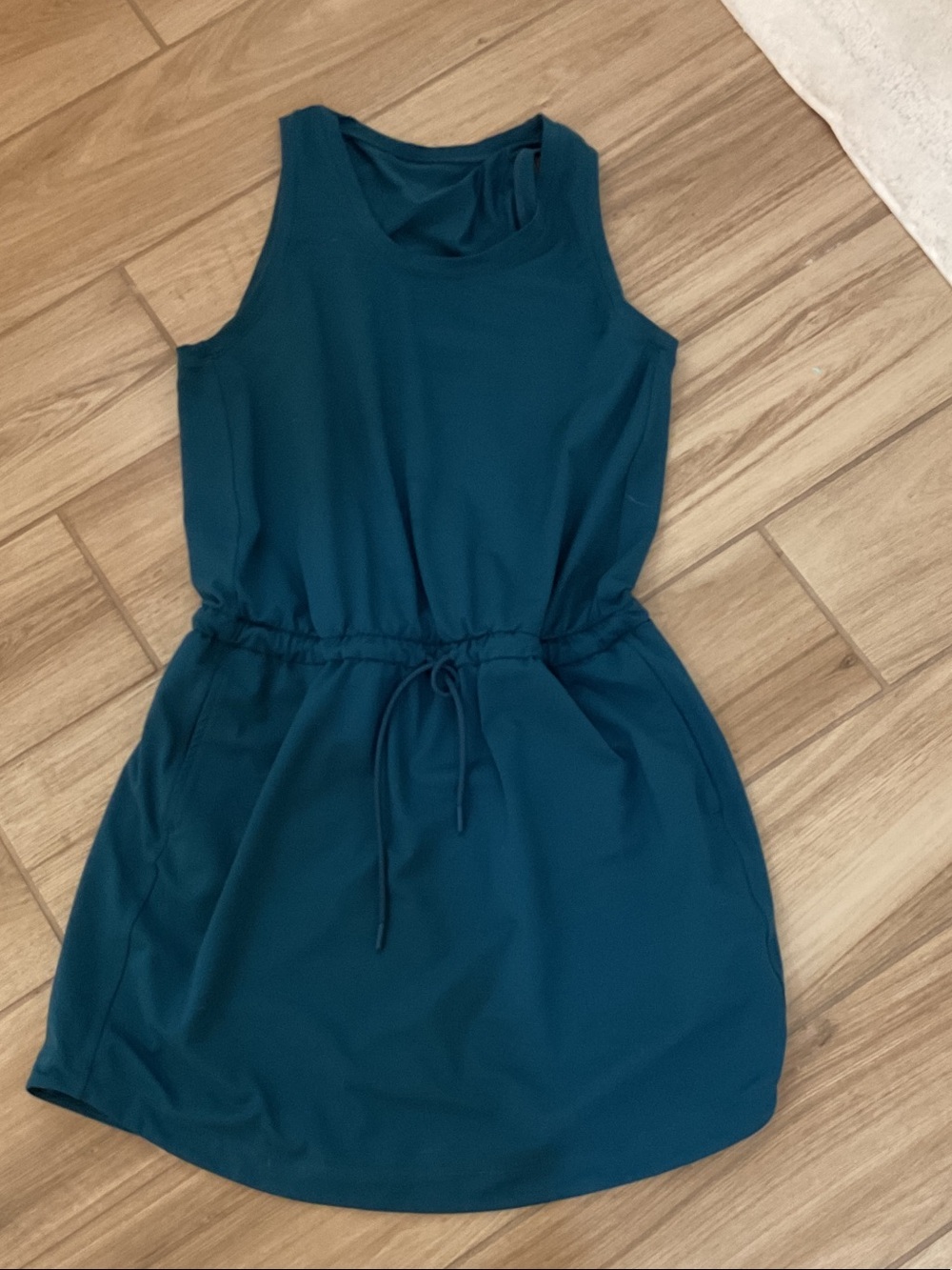 Zella Teal Sleeveless Drawstring Mini Dress